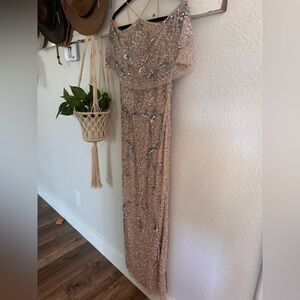 Aidan Mattox Blush Pink Women's Beaded Gown